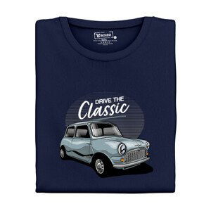 Dámské tričko s potiskem “Ride the Classic, modrý Austin mini"