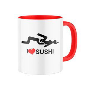 Keramický hrnek s potiskem I ❤ sushi