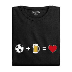 Pánské tričko s potiskem "⚽ + 🍺 = ❤️"