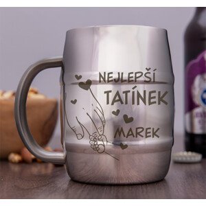 Nerezový chladicí pivní "půllitr" -  Nejlepší tatínek s vlastním jménem  - 400ml, lesklý