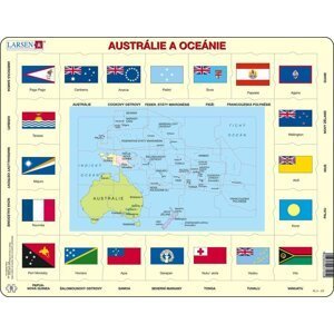 Puzzle MAXI - Mapa Austrálie a Oceánie + vlajky/35 dílků - Larsen