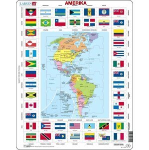 Puzzle MAXI - Mapa Ameriky + vlajky/70 dílků - Larsen