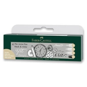 Faber - Castell Popisovač Pitt Artist Pen - Black & White 4 ks