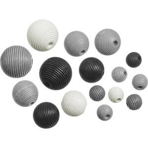 Dřevěné korálky mix - černá, šedá, bílá 20 ks