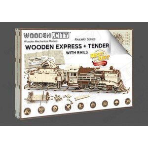 Wooden City Puzzle 3D Vlak + vagon, dřevěné