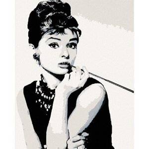 Malování podle čísel 40 x 50 cm - Audrey Hepburn černobílá