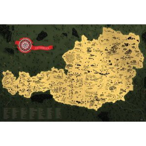 Stírací mapa Rakouska Deluxe - zlatá