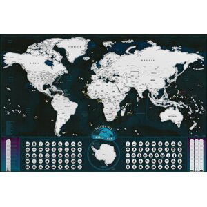 Stírací mapa světa EN - silver classic XXL