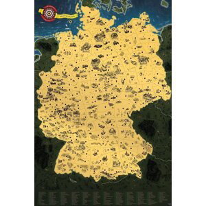 Stírací mapa Německa Deluxe - zlatá