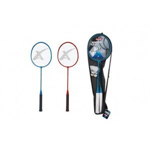 Sada badminton pálky 2ks + míček 2ks 65cm kov/plast 2 barvy v pouzdře