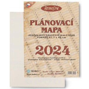 Plánovací roční mapa retro skládaná 2024 - nástěnný kalendář