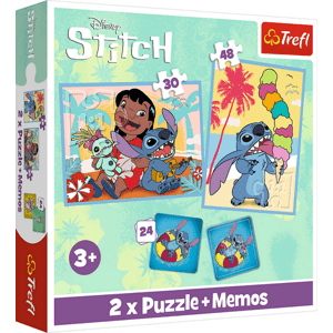Sada 3v1 Lilo&Stitch Šťastný den (2x puzzle + pexeso)