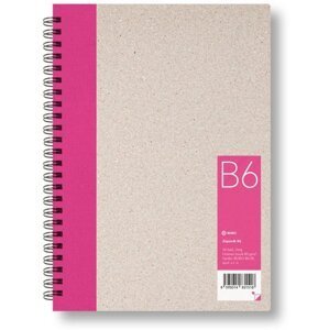 Kroužkový zápisník B6, čistý, růžový, 50 listů