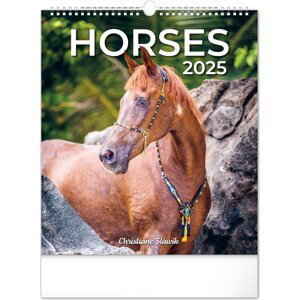 Nástěnný kalendář Koně 2025, 30 × 34 cm