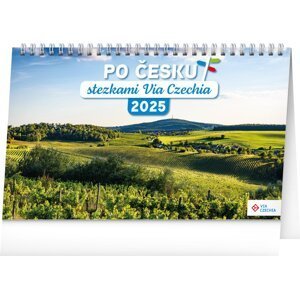 Stolní kalendář Po Česku stezkami Via Czechia 2025, 23,1 × 14,5 cm