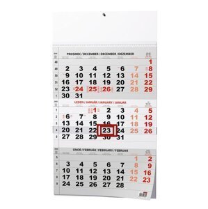 Tříměsíční kalendář 2025 černý - nástěnný kalendář