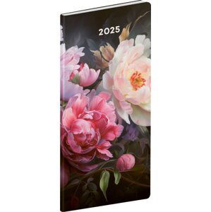 NOTIQUE Vreckový diár Kvety 2025, plánovací mesačný, 8 x 18 cm