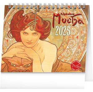 NOTIQUE Stolní kalendář Alfons Mucha 2025, 16,5 x 13 cm