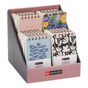Miquelrius poznámkový zápisník Mini Pads, 142 × 90 mm, 50 listů, čistý, displej 24 ks, barevný mix