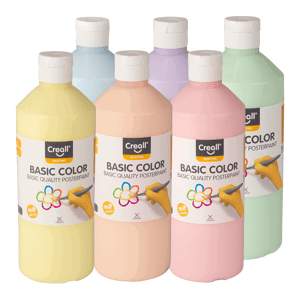 Creall temperové barvy Pastel, 6 x 500 ml, mix pastelových barev