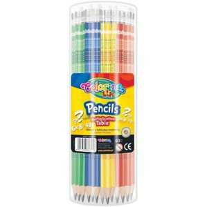 Colorino tužka s násobilkou, kulatá, s pryží, mix barev - 60 ks