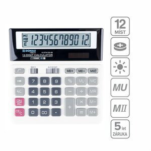DONAU kancelářská kalkulačka DONAU TECH 4125, 12místná, bílá