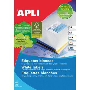 APLI univerzální etikety, 210 x 297 mm (A4), bílé