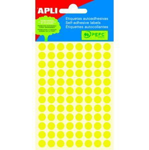 APLI samolepicí etikety fluo, Ø 8 mm, žluté
