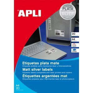 APLI univerzální etikety voděodolné, 63,5 x 29,6 mm, polyesterové, stříbrné