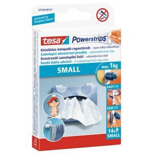 tesa Powerstrips Small - malé dekorační lepicí proužky, nosnost 1 kg, oboustranné, bílé