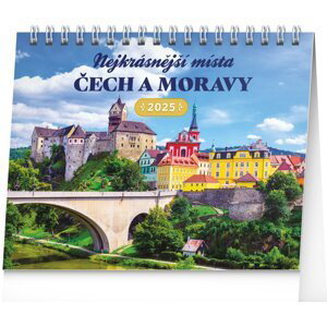 Kalendář 2025 stolní: Nejkrásnější místa Čech a Moravy, 16,5 × 13 cm