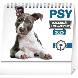 NOTIQUE Stolový kalendár Psy – s menami psov 2025, 16,5 x 13 cm