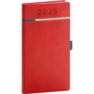 NOTIQUE Kapesní diář Tomy 2025, červeno-modrý, 9 x 15,5 cm