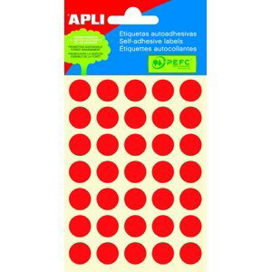APLI samolepicí etikety, Ø 13 mm, červené - 10ks