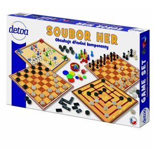 Soubor her 7 společenská hra dřevo v krabici 37x22x4cm - Detoa