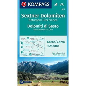 Sextner Dolomiten, Naturpark Drei Zinnen, Dolomiti di Sesto, Parco Naturale Tre Cime 1:25 000 / turistická mapa KOMPASS 625