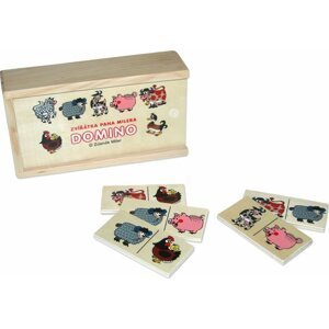 Domino zvířátka pana Müllera společenská hra dřevo 28ks v dřevěné krabičce 16x9x4cm - Westinghouse