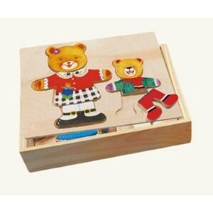 BINO Puzzle šatní skříň - madvědice + medvídek