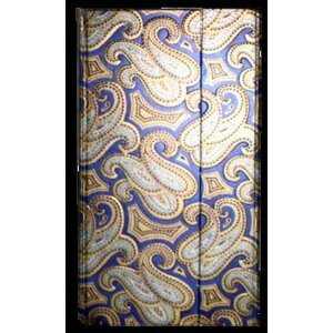 Zápisník s magnetickou klopou 100x180 mm modrý se zlatostříbrným ornamentem
