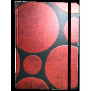Zápisník s gumičkou A5 145x210 mm  černý s červenými koly