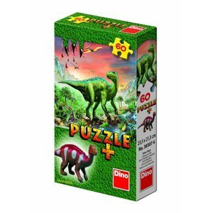 Puzzle Dinosauři 23,5x21,5cm 60 dílků + figurka 6 druhů v krabičce 24ks v boxu - CZ Drami