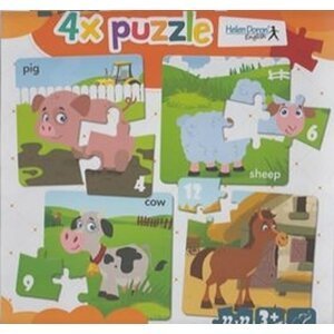 4x puzzle Pig, sheep, cow, horse