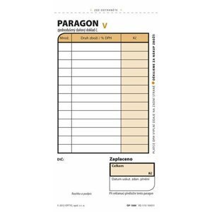 Paragon obchodní, 7,5 × 15 cm, 2 × 50 listů, číslovaný, NCR