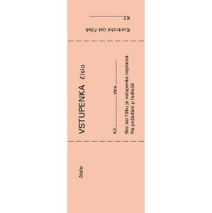 Bločková vstupenka, 14 × 5 cm, 100 listů, číslovaná, 4 barvy