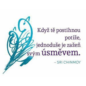 Magnet na lednici - Když tě postihnou potíže, jednoduše je zažeň svým úsměvem - Sri Chinmoy