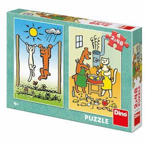 Puzzle Pejsek a Kočička 2x48 dílků 18x26cm v krabici 27x19x4cm - Dirkje