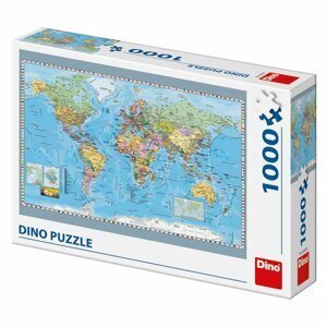 Puzzle Politická mapa světa 66x47cm 1000 dílků v krabici 32x23x7cm - Dino