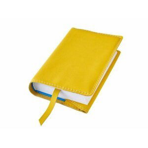 Variabilní kožený obal na knihu se záložkou - kůže žlutá