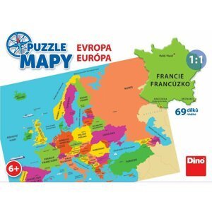 Puzzle 58 dílků mapy Evropa - CZ Drami