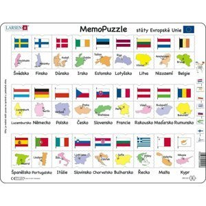 PUZZLE MAXI - Memo státy, hlavní města, vlajky/54 dílků - Kohoutová tetování